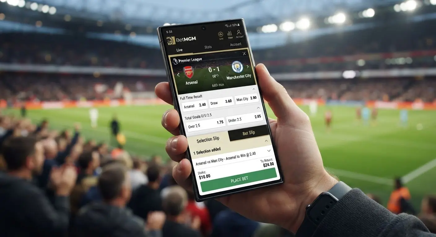 Android phone with BetXchange-style app screen open