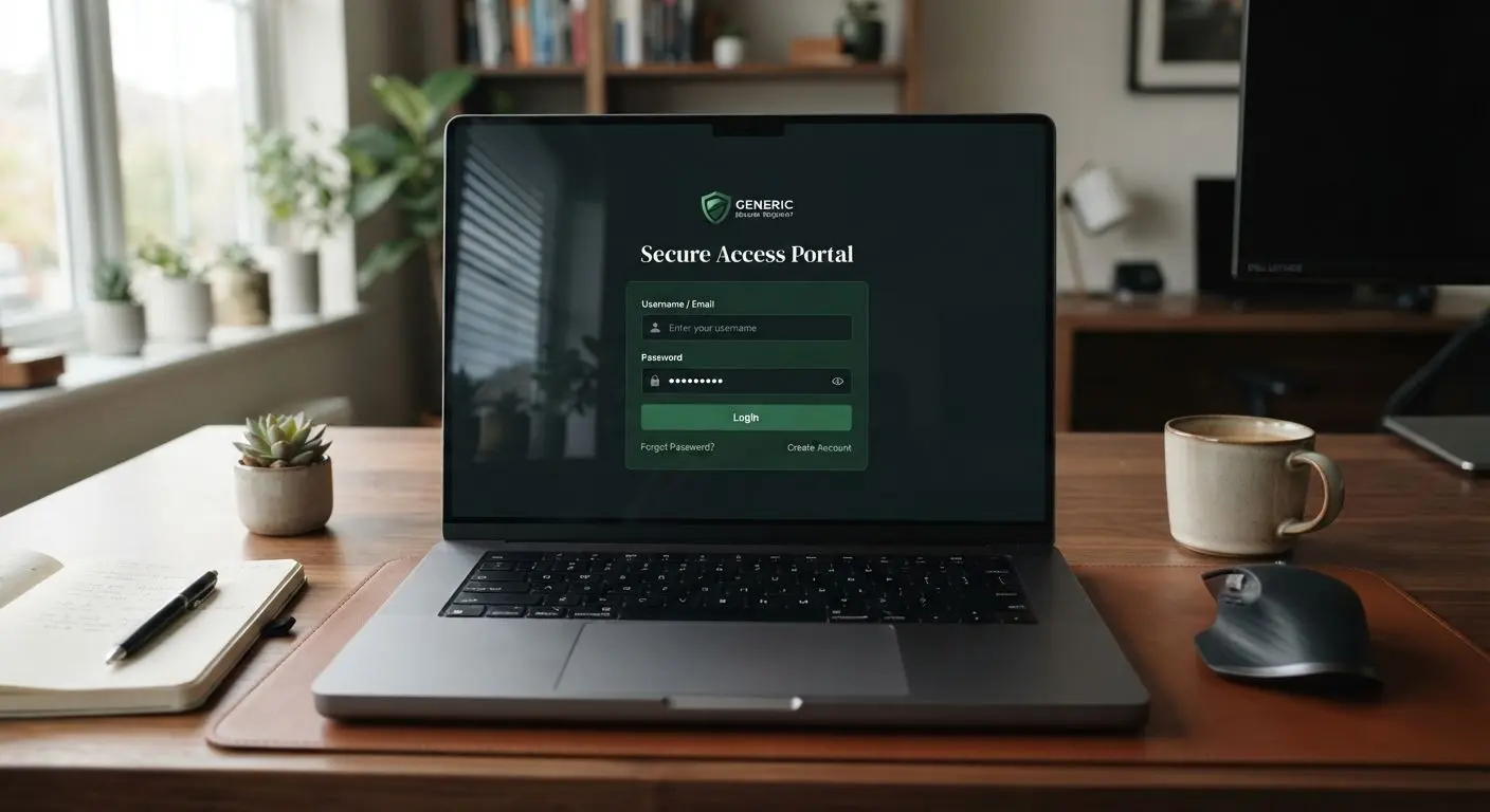 Desktop login form interface on laptop screen