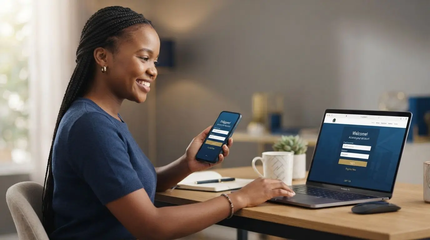 South African user accessing BetXchange online app on smartphone and laptop