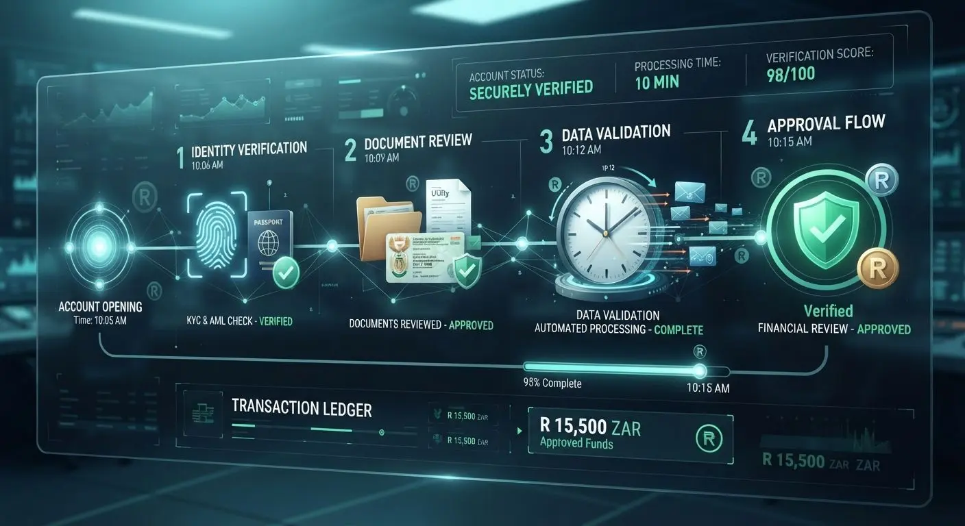 Account verification and payout processing concept