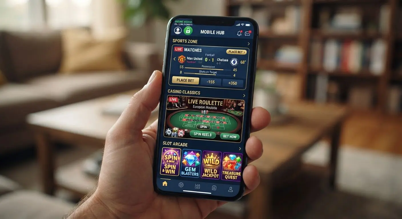 Smartphone with sports and mobile game sections and easy navigation