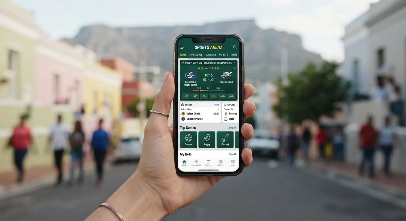 Mobile sports and games interface on smartphone for South African users