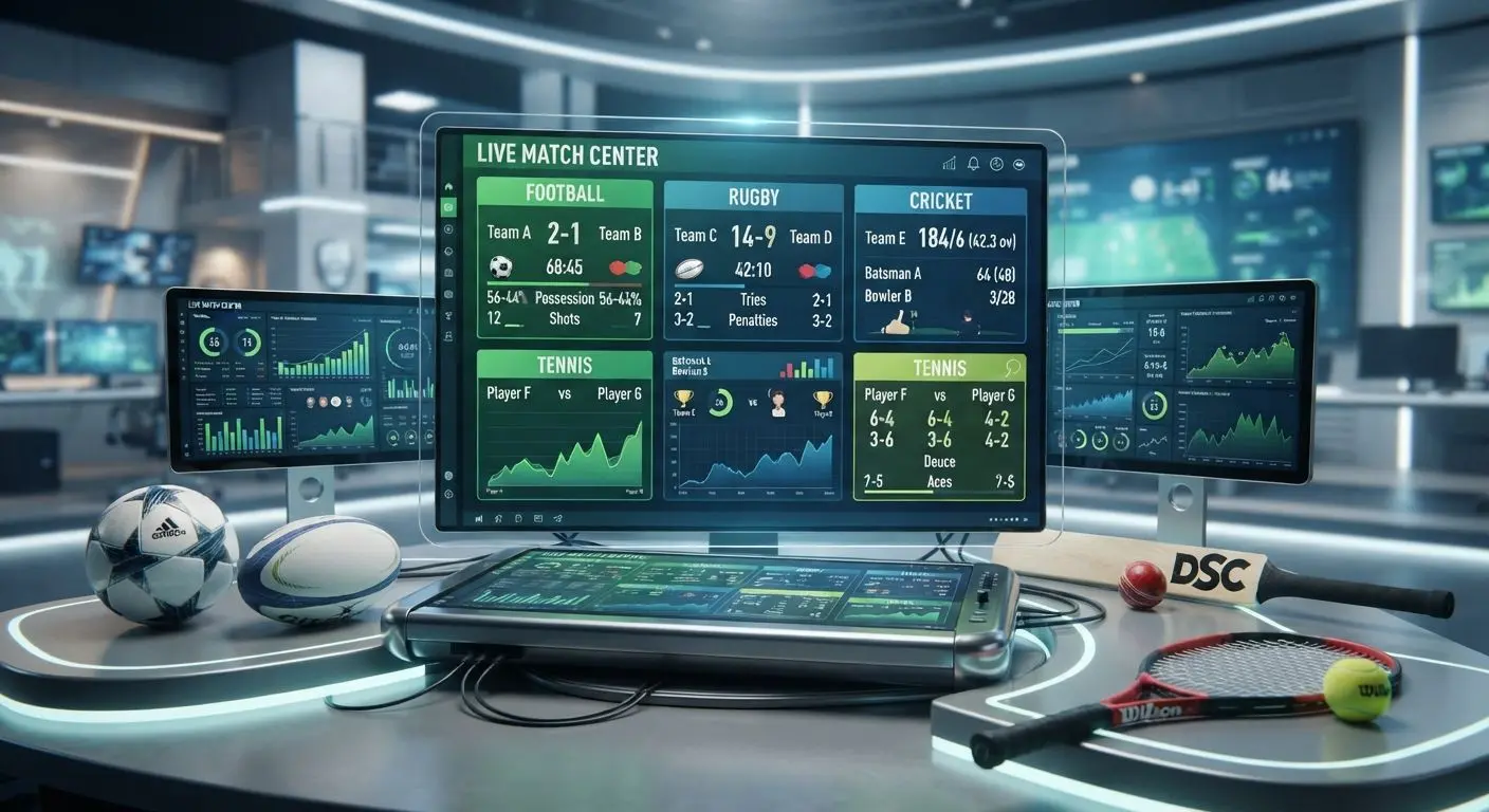 Different sports shown with live market interface and real-time match data