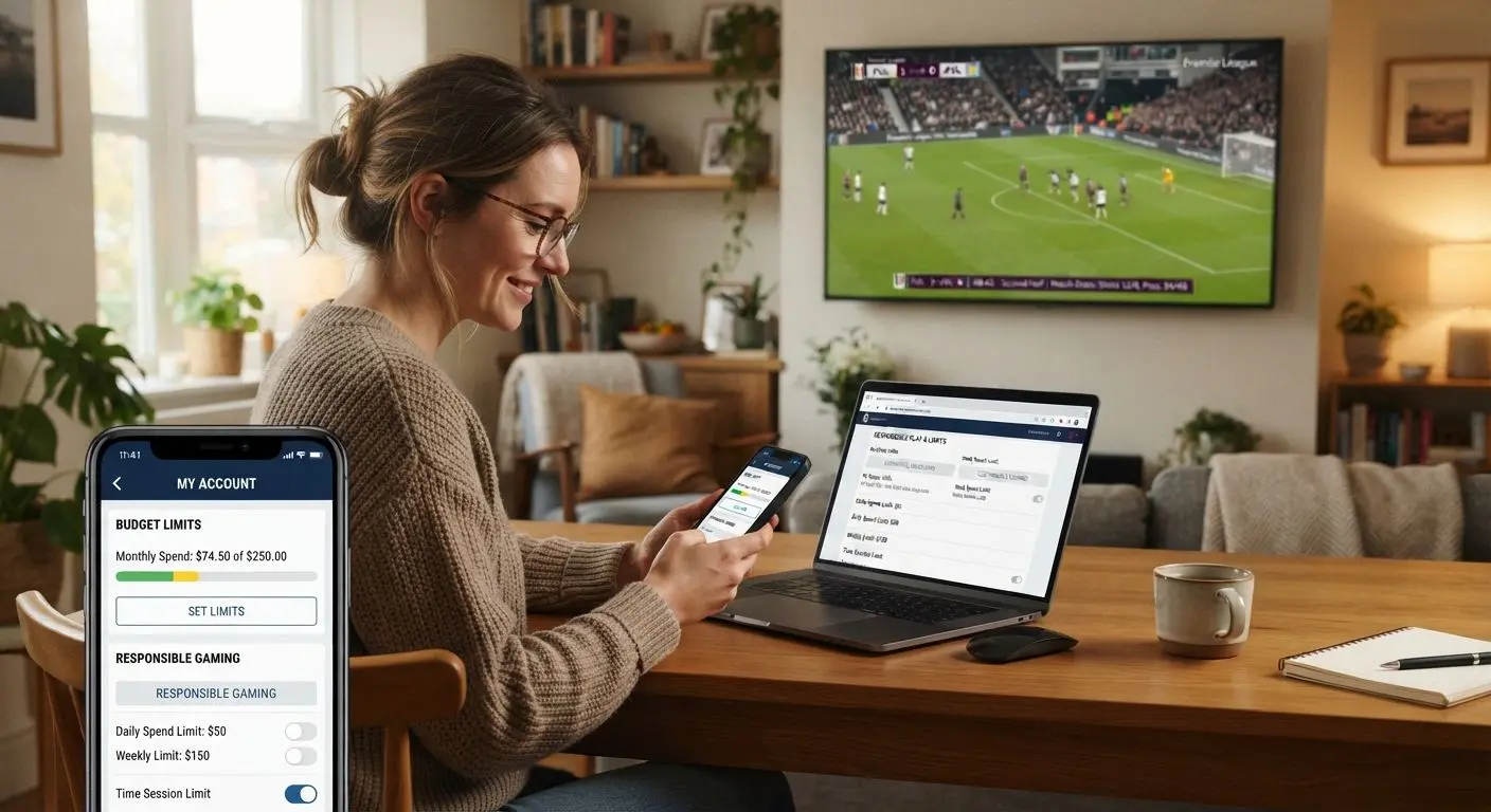 User managing limits while following live sports data at home