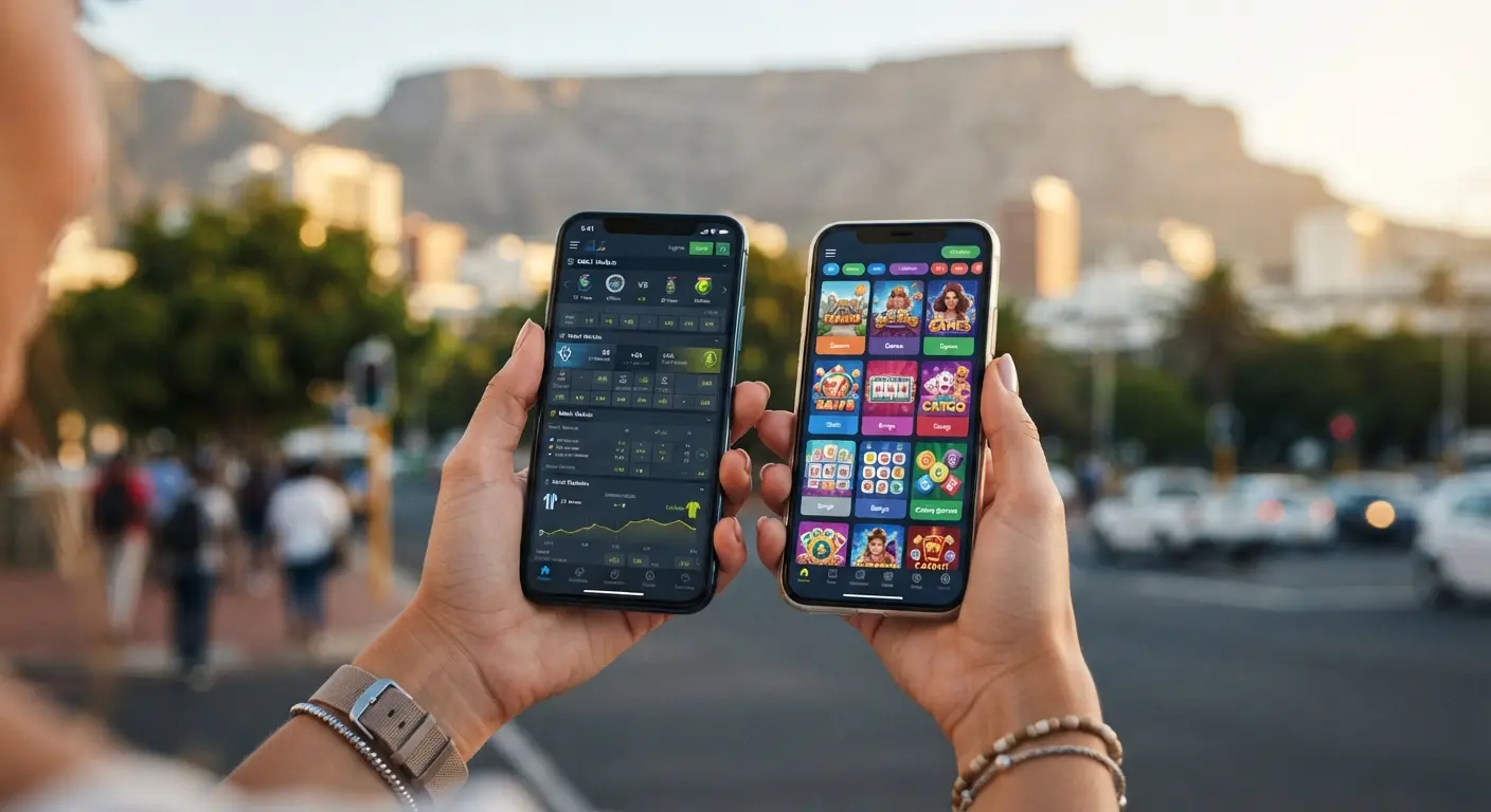 Mobile app style interface on smartphone for sports and games