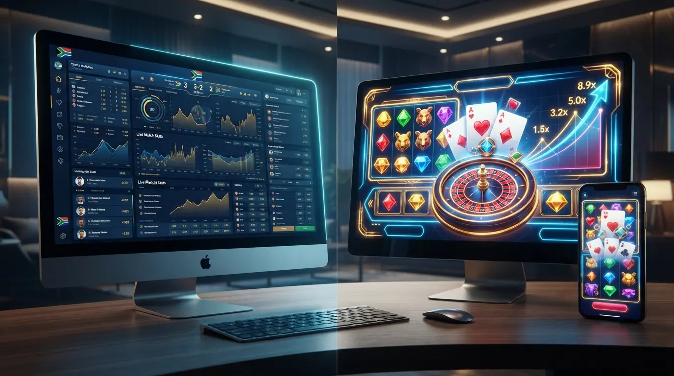 BetXchange-style review banner with sports and gaming visuals for South African players