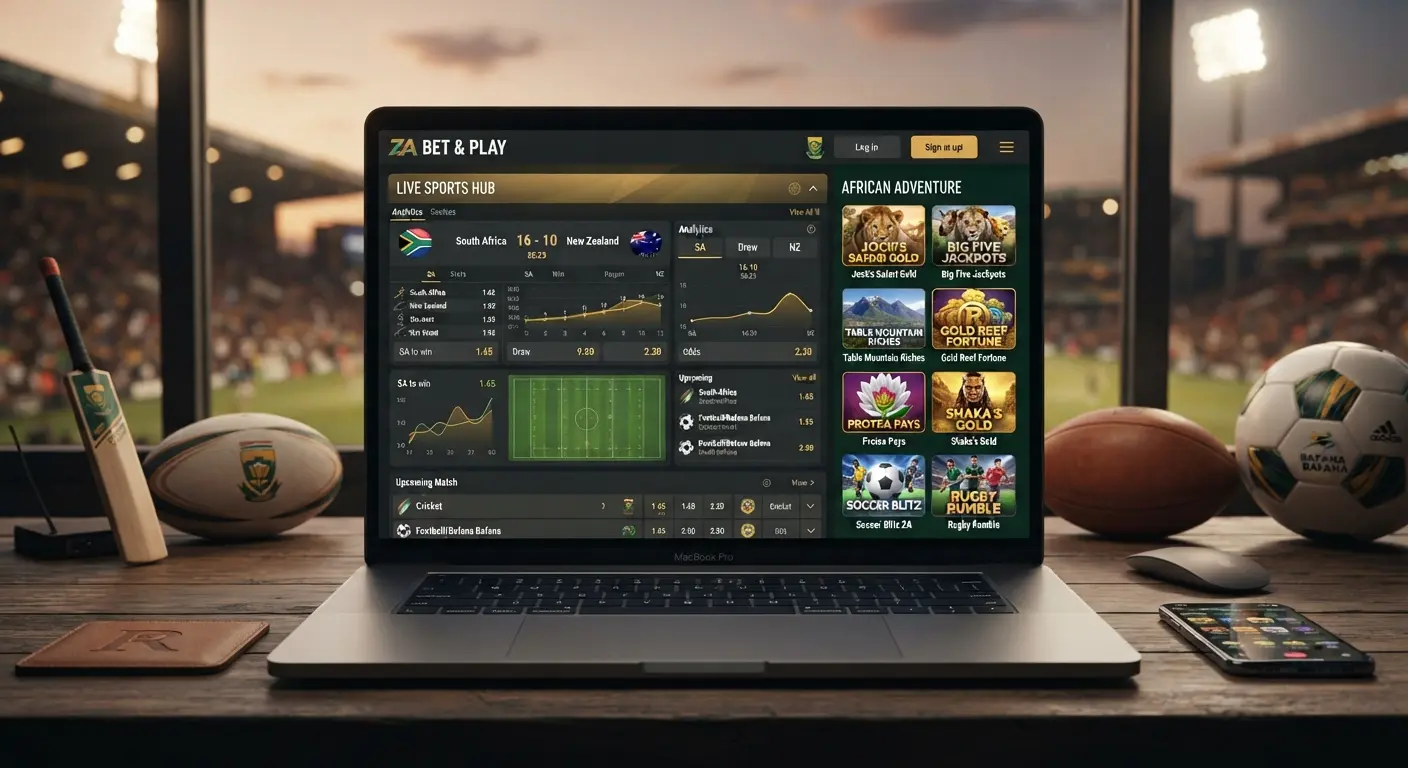 Overview visual of sports and casino style platform for South African users
