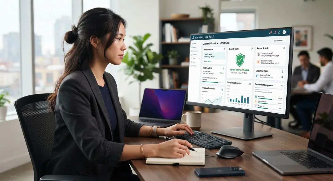 Secure information access dashboard on screen