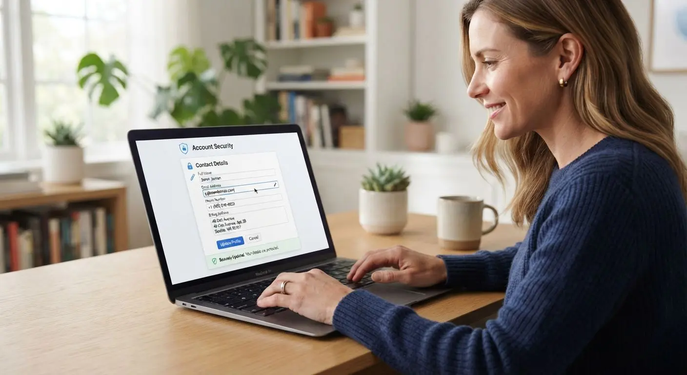 User updating contact details in account profile