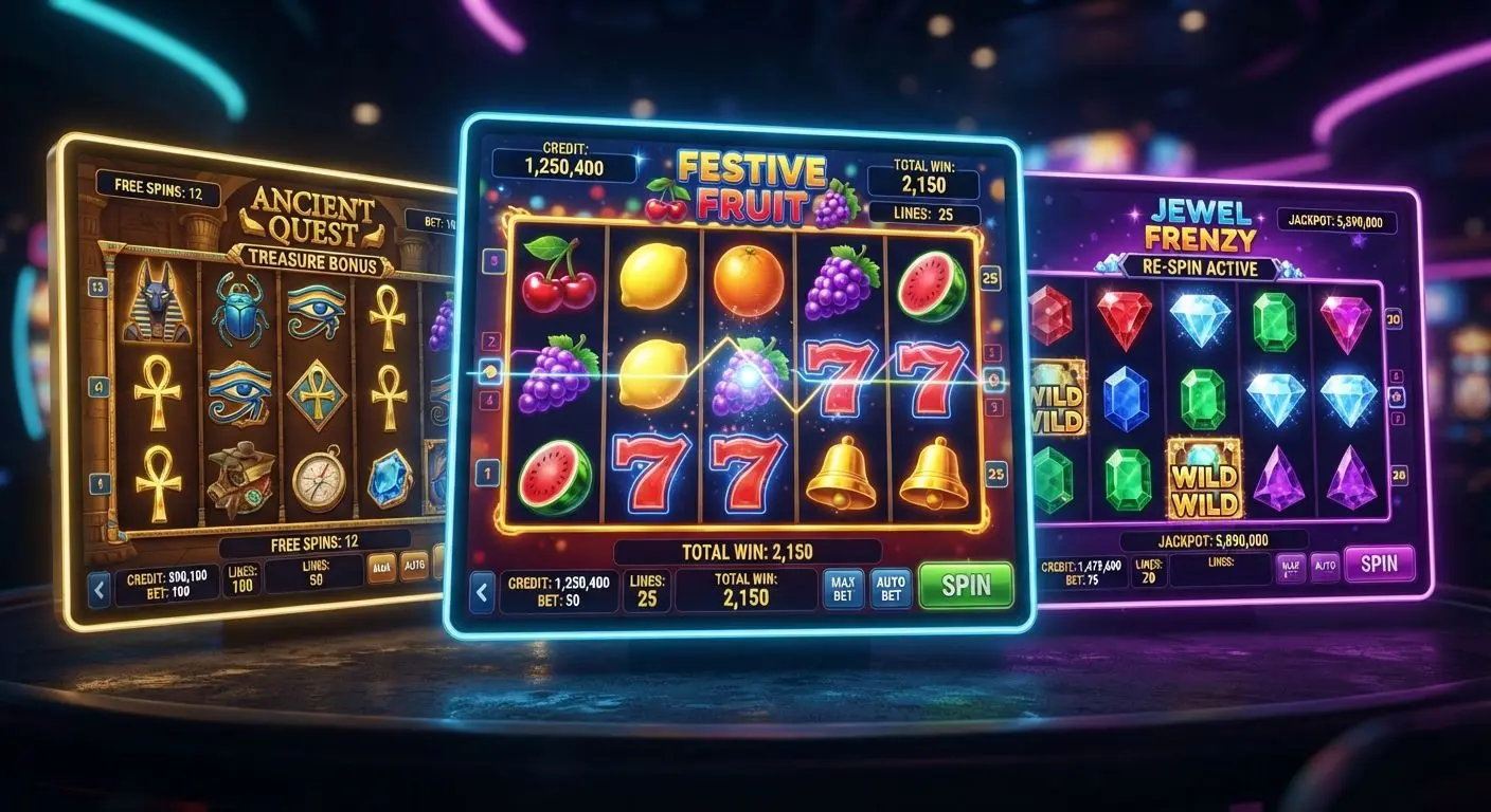 Different slot game themes in one collage